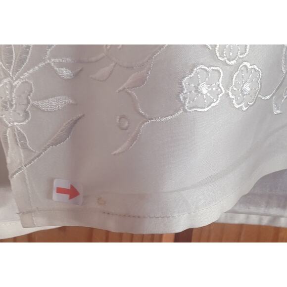 VTG Edward Silk Blouse Womens 1X Cream Color Embroidered Mother of Pearl Buttons - Picture 7 of 7